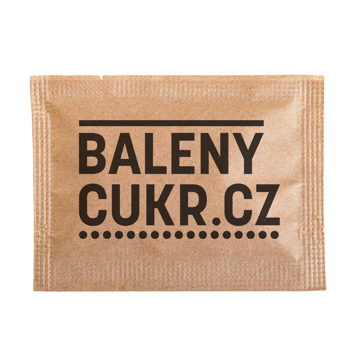 Balený cukr s vlastním potiskem — třtinový sáček 45×60 mm s logem BALENÝ CUKR.CZ